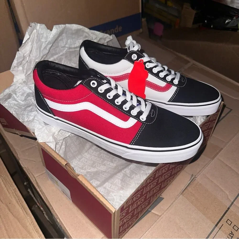 Vans ward color block red/white sneakers shoes